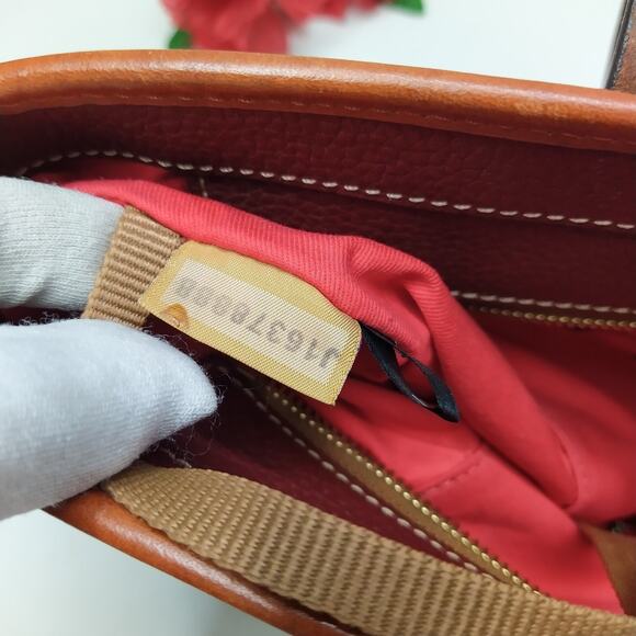 Dooney & Bourke Red Pebbled Leather Double Handles Zipper Tote Bag - Picture 12 of 16